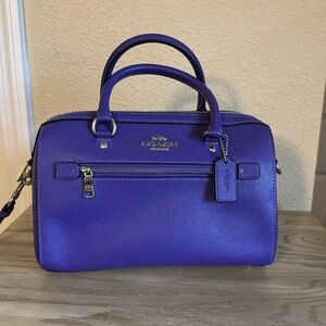 Coach purple Rowan satchel with crossbody strap